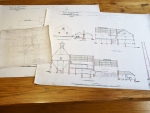 Copies of architectural drawings printed on cloth