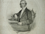 William Gaskell M.A., lithograph, before conservation